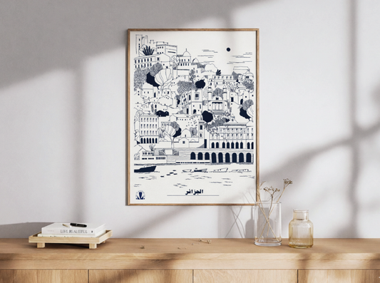 Algiers the white city - A3 Poster Illustration